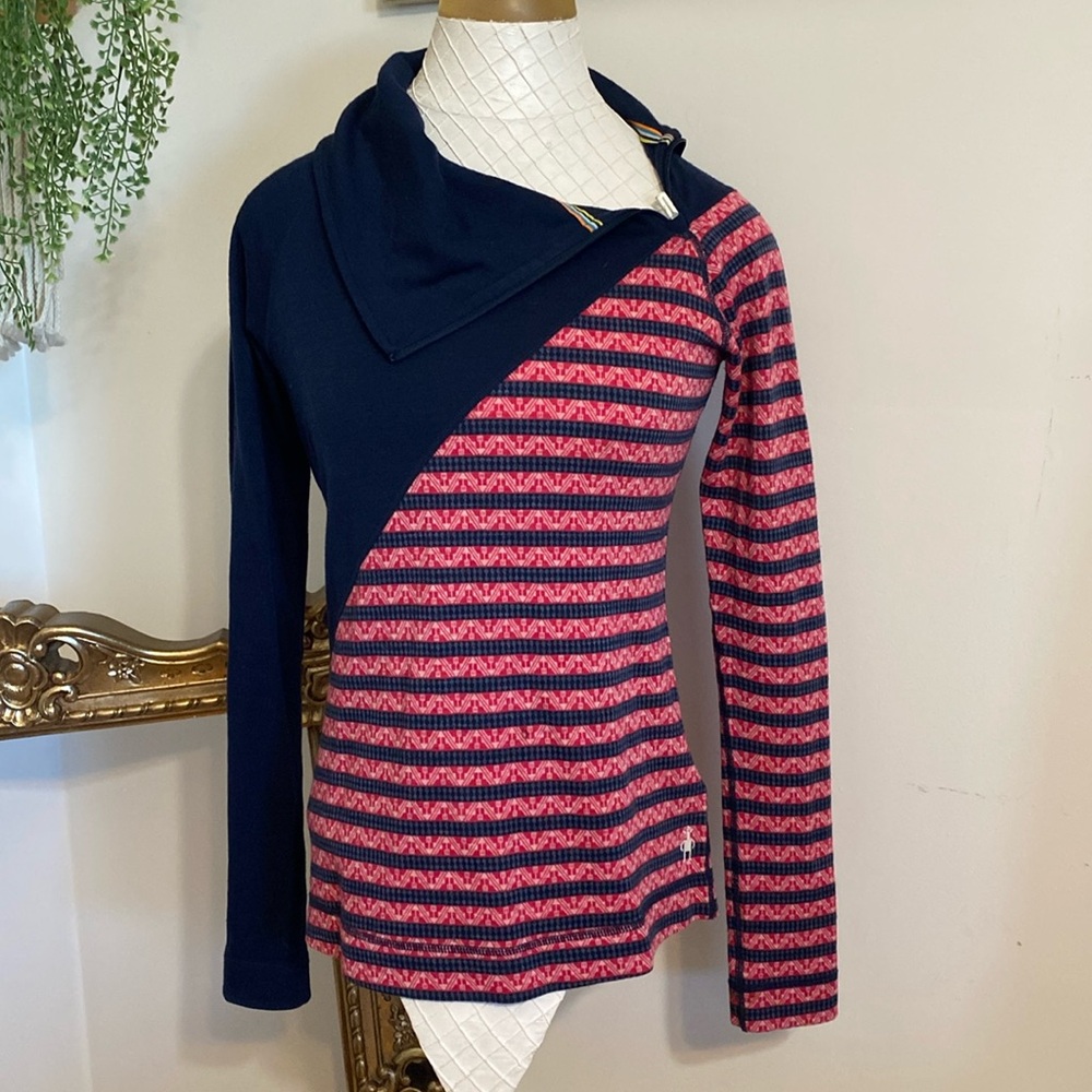 SmartWool Women's Merino 250 Wool Asym Zip Pullover Top Base Layer Shirt Size S